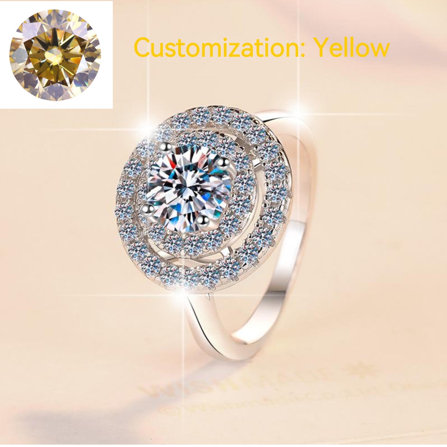 10. S925 Sterling Silver Ring Sunflower  Synthetic Moissanite