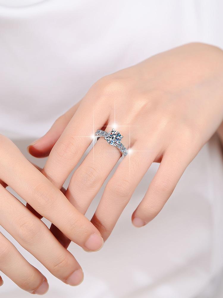 S925 Sterling Silver Eight Hearts And Eight Arrows Ring Synthetic Moissanite Ring 2Carat-259(35%)