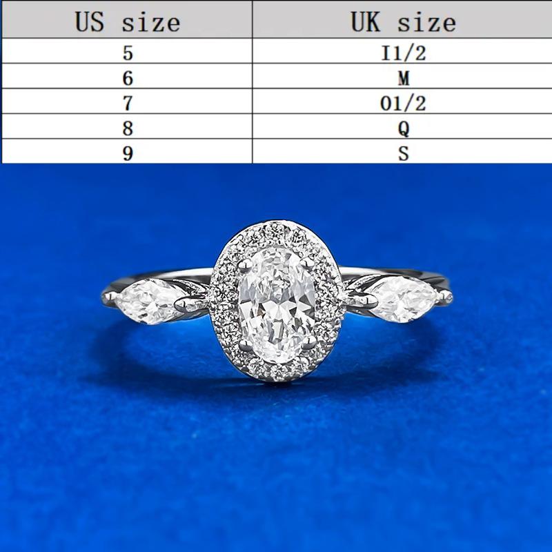S925 Sterling Silver Three-stones Oval Cut Oval Ring 4*6mm 6A Cubic Zirconia Ring-178(35%)