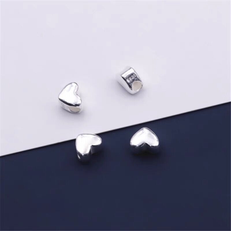 S925 Sterling Silver Loving Heart Beads/Buy One Bead And Get A Roll Of Wax Line As A Gift / Accessories For Bracelet Or Necklace DIY