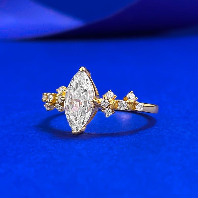 S925 Sterling Silver Marquise Horse Eye 5*10mm 6A Cubic Zirconia Ring-438(25%)