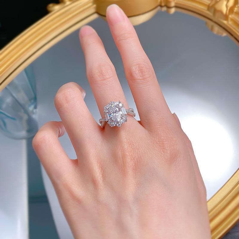 S925 sterling silver oval cut ring 7*9mm 6A cubic zirconia ring fashion jewelry accessory woman girl promise ring Springtok-280(35%)