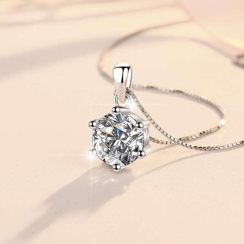 NO6-2. S925 Sterling Silver High Grade Synthetic Moissanite Pendant /1 carat /2 carat /3 carat/Six Claw/Certified Synthetic Moissanite/High Grade Of D Color E Cut VVS1 Clarity