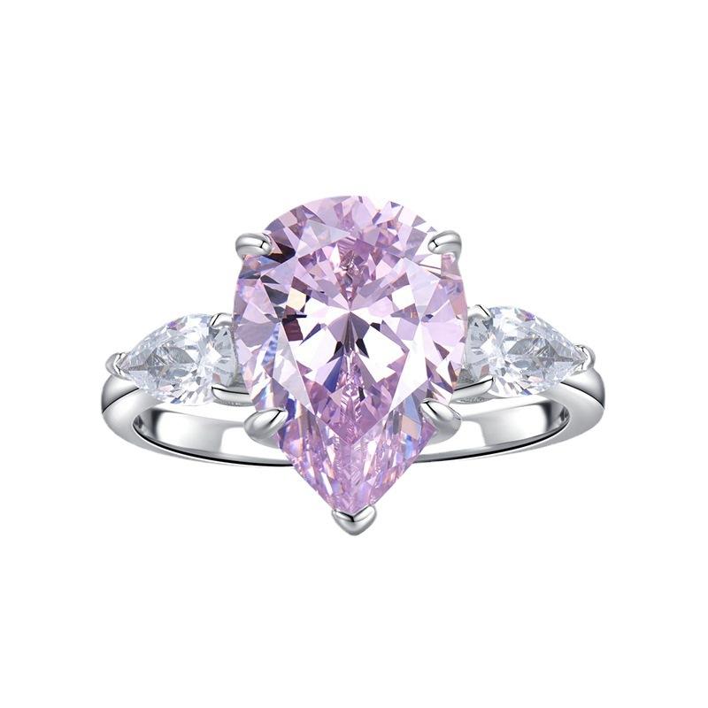 S925 Sterling Silver Water Drop Pear Shape 10*14 mm 8A Cubic Zirconia Ring-136(45%)