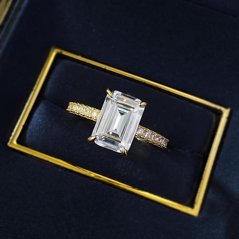 S925 Sterling Silver Grandma Cut Square Sugar Ring 7*10mm 6A Cubic Zirconia Ring Springtok-388(35%)