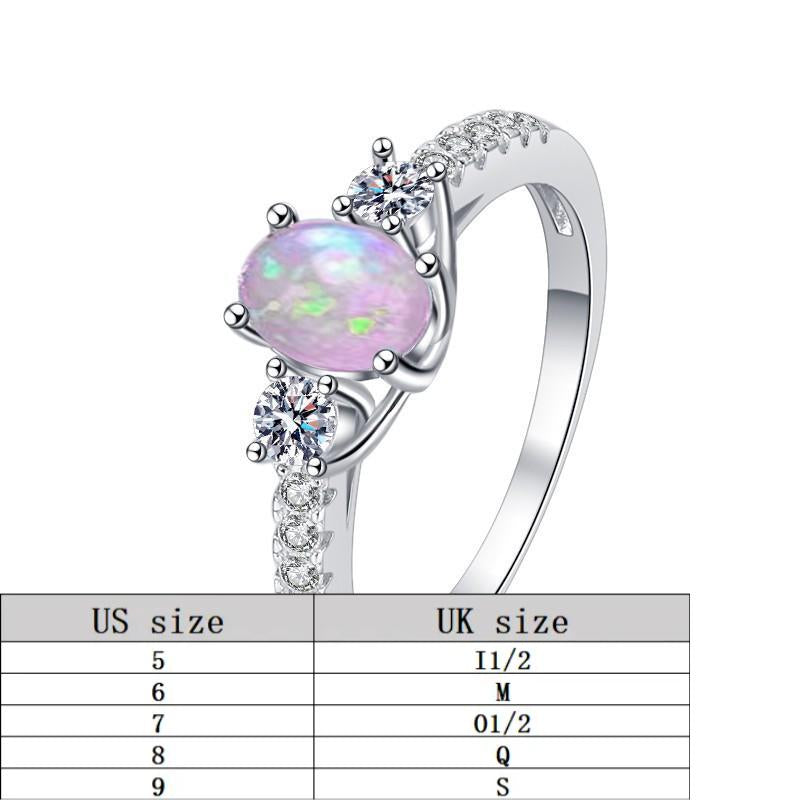 S925 Sterling Silver Ring Opal Stone Ring fashion jewelry accessory woman girl promise ring-254(35%)