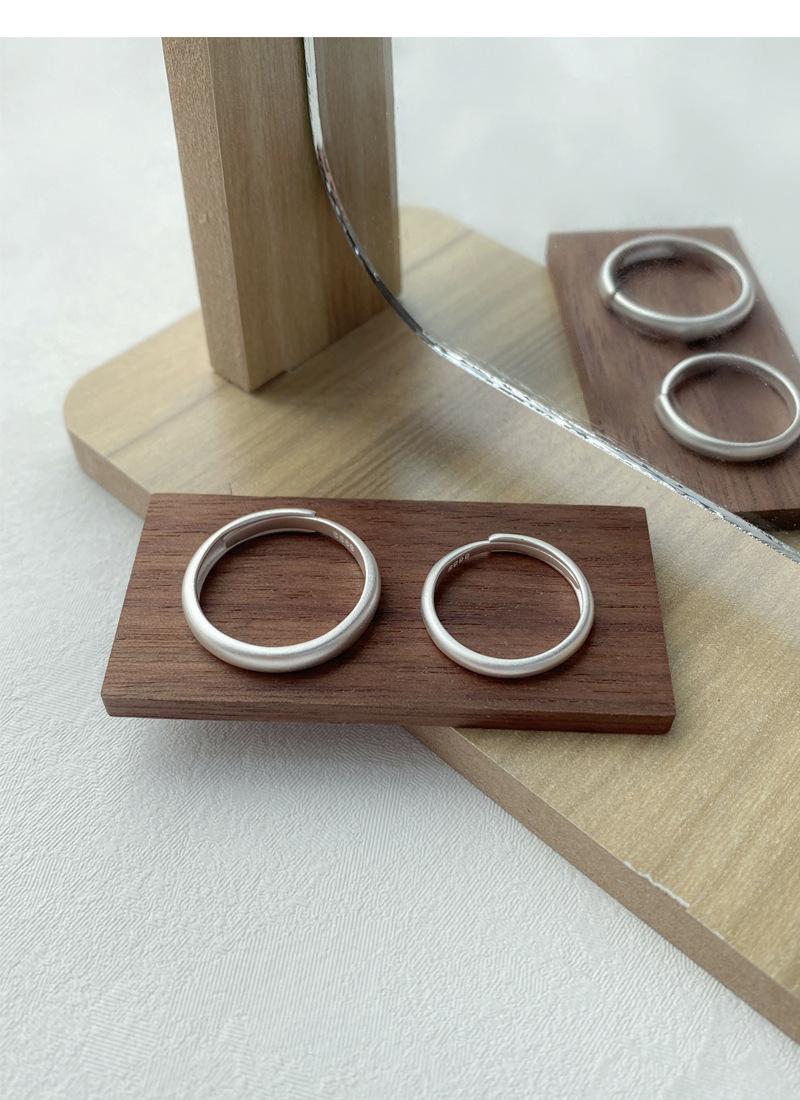 S925 Sterling Silver Vintage Matte Frosted Plain Band Couple Rings Wedding ring- 477(45%)