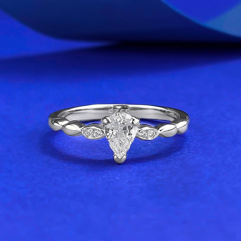 S925 Sterling Silver Mini Water Drop Ring 6A Cubic Zirconia Ring-162(35%)