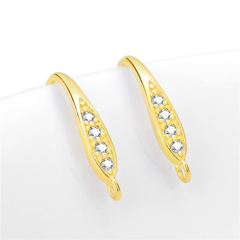 S925 sterling silver earhook, set with zircon, for jewelry DIY(A pair)