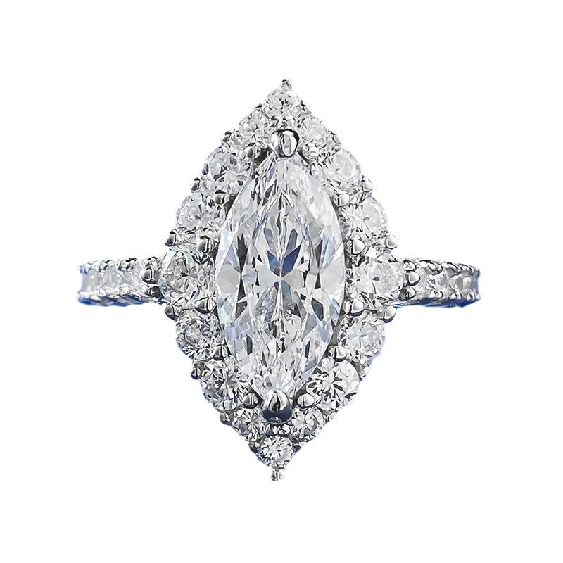 S925 Sterling Silver Ice Flower Cut Horse Eye Ring 6*12 8A Cubic Zirconia Ring fashion jewelry accessory woman girl promise ring Springtok-344(35%)