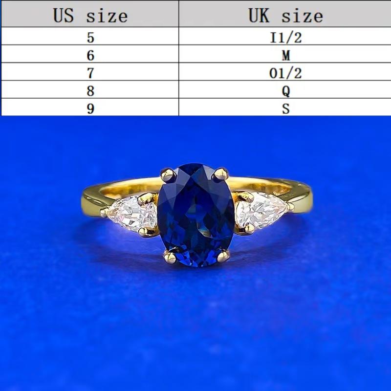 S925 Sterling Silver Oval Cut Ring Red/Blue 6*8mm 6A Cubic Zirconia Ring fashion jewelry accessory woman girl promise ring-271(35%)