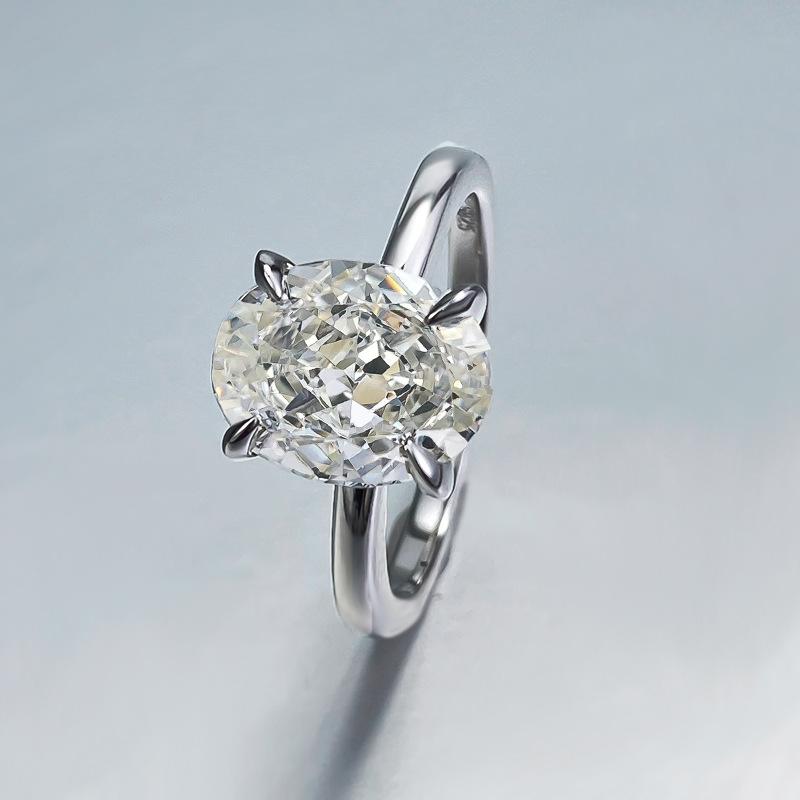 S925 Silver Oval Ice Flower Cut Oval Ring 8 * 10mm 8A Cubic Zirconia Ring fashion jewelry accessory woman girl promise ring-370(35%)