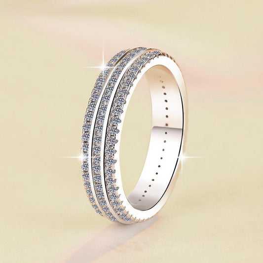 S925 Sterling Silver Full Stone Starry Sky Band Ring Synthetic Moissanite Ring 1 Carat-571(35%)