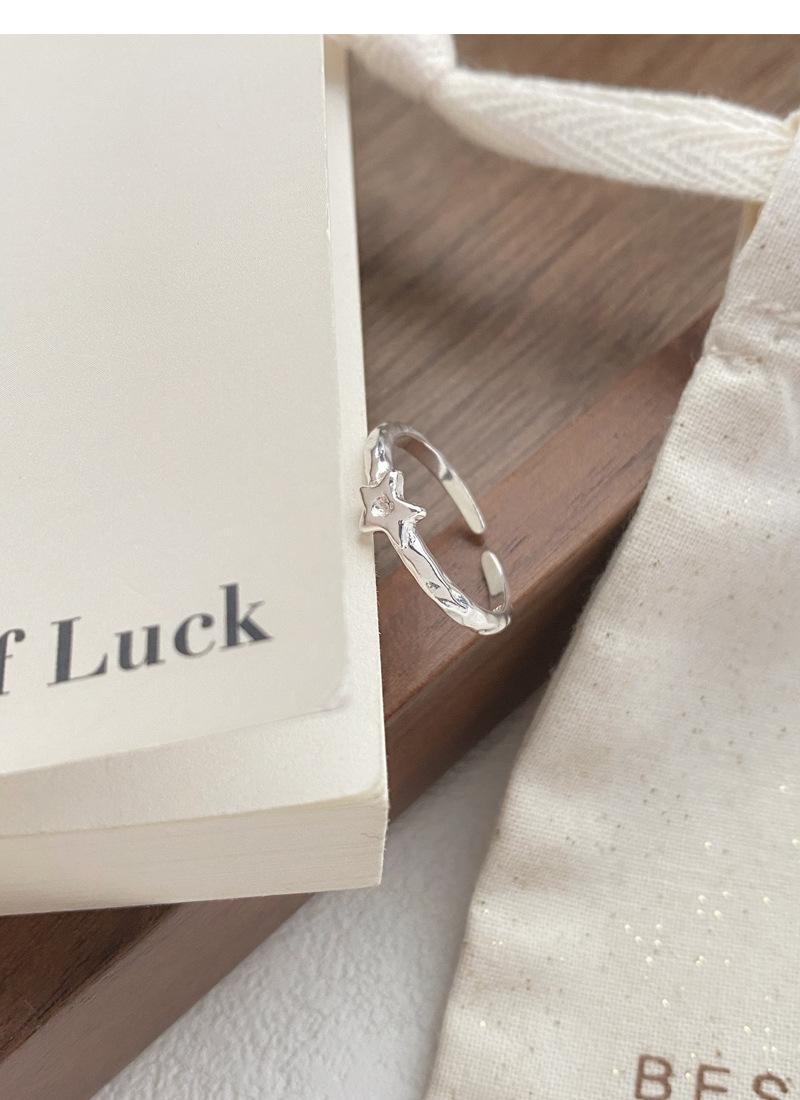 S925 Sterling Silver Irregular Texture Finger Ring for Women - 491(45%)