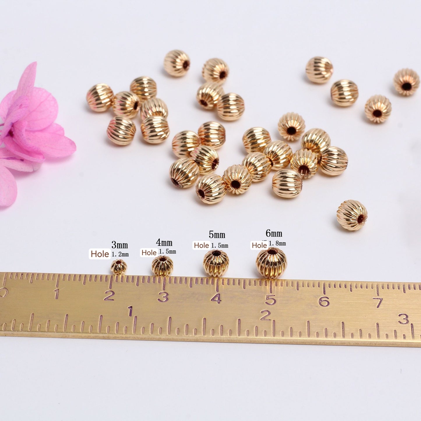 Pumpkin Shaped Copper Beads For Jewelry DIY，Covered by 14/18K Real Gold