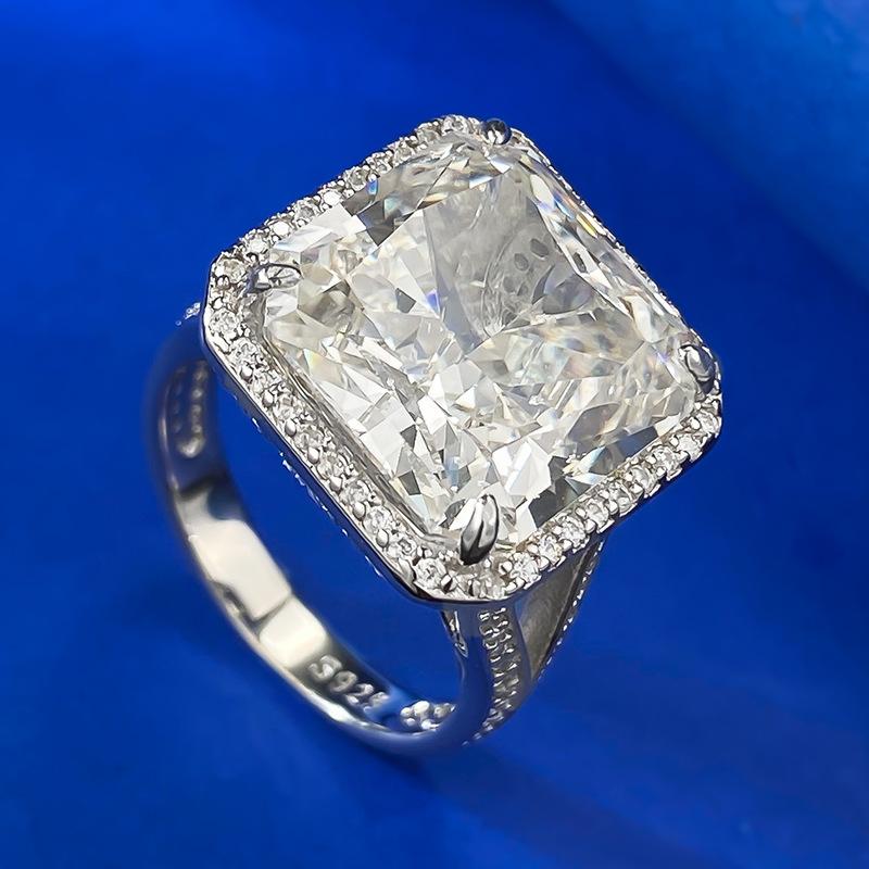 S925 Sterling Silver Ice Flower Cut High Carbon Ring 13*13 8A Cubic Zirconia Ring fashion jewelry accessory woman girl promise ring-392(35%)