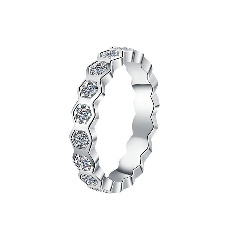 S925 Sterling Silver Full Band Ring 6A Cubic Zirconia Ring-564(35%)