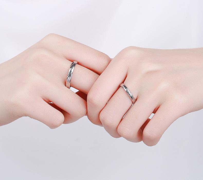 S925 Sterling Silver casual English Letter Couple Ring-557 jewellery  with  meaning(45%)