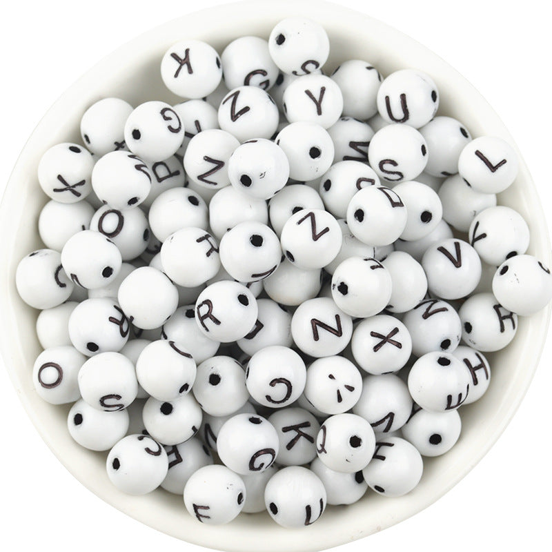 100 Pcs/Pack Acrylic round Beads Colorful Spherical English Letters round Beads Loose Beads Diy Jewelry Accessories