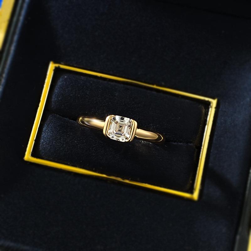 S925 Sterling Silver Rectangular Cut Rock Sugar Ring 5*5mm 6A Cubic Zirconia Ring-369(35%)