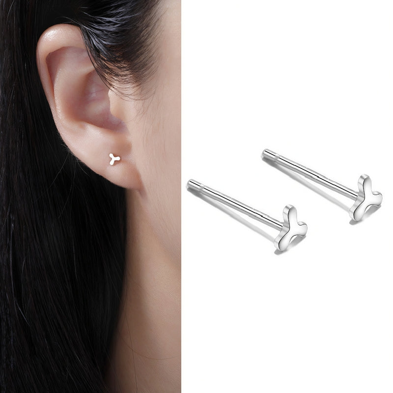 S999 Full Silver Ear Stud, Nourishing Ear Piercing, Prevent Allergies(A pair)