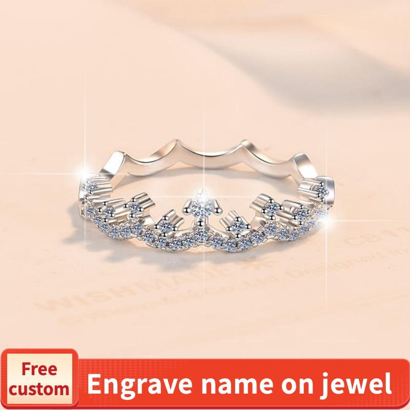 S925 Sterling Silver Twin Crown Ring Synthetic Moissanite Ring fashion jewelry accessory woman girl promise ring-252(35%)