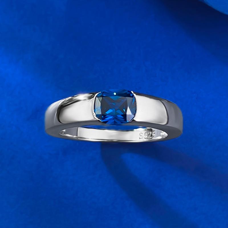 S925 Sterling Silver Blue Oval Cut Oval Ring 5*6mm 6A Cubic Zirconia Ring-470(35%)