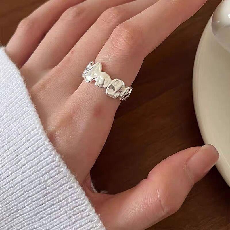 S925 Sterling Silver Irregular Ring Women casual Open Finger Ring -546(45%)