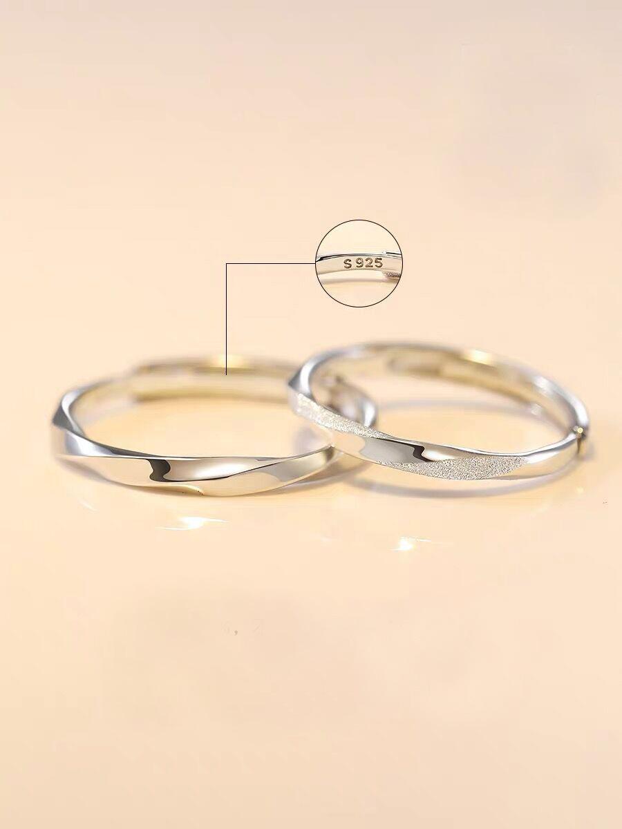 S925 Sterling Silver Mobius Ring Couple Plain Pair Ring -539 weddingring(45%)