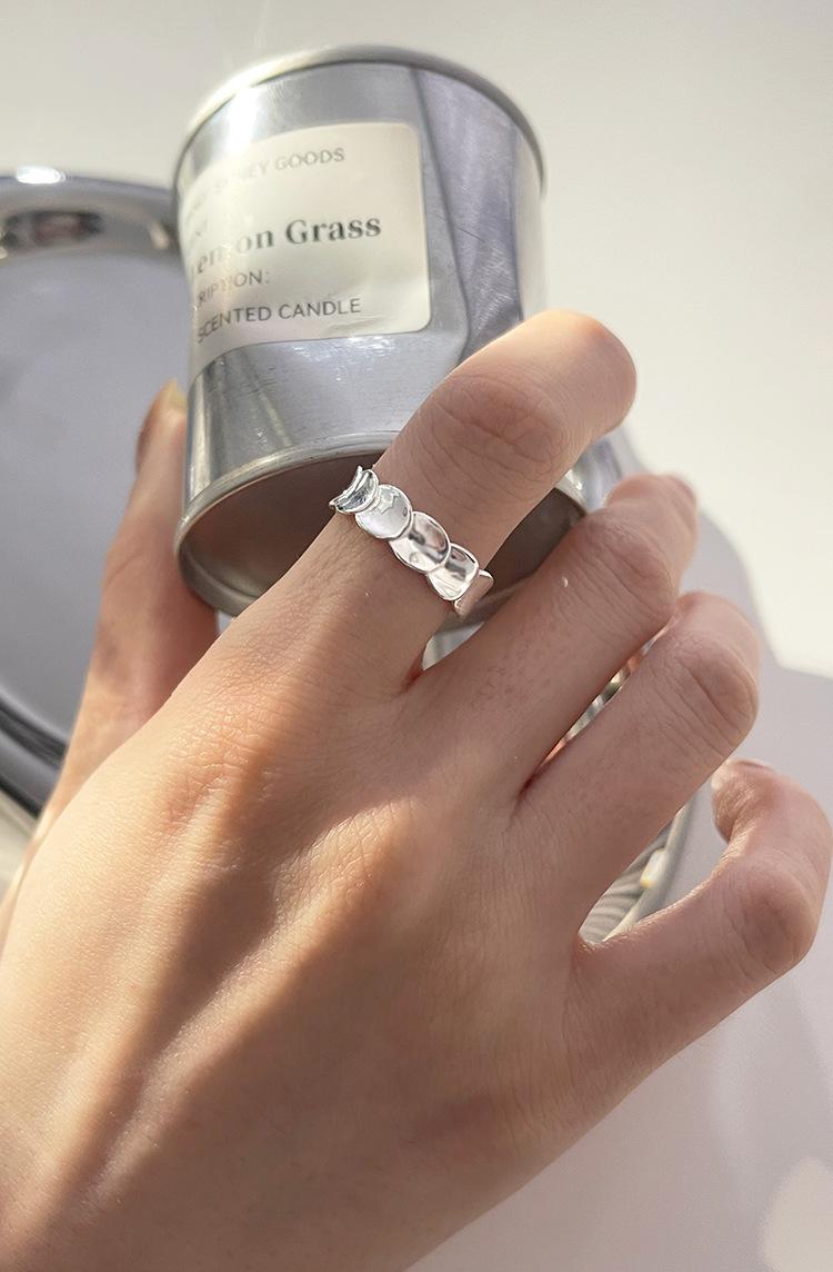 S925 Sterling Silver Fish Scale Round Disc Ring for Women - 549(45%)