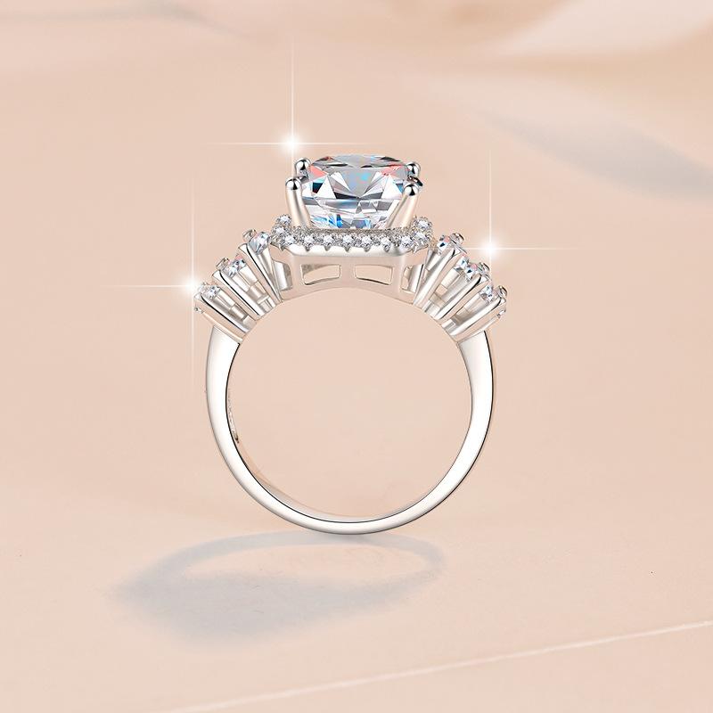 8A Cubic Zirconia Ring S925 Sterling Silver 5 Carat Fat Square Ring Synthetic Ring fashion jewelry accessory woman girl promise ring-246(35%)