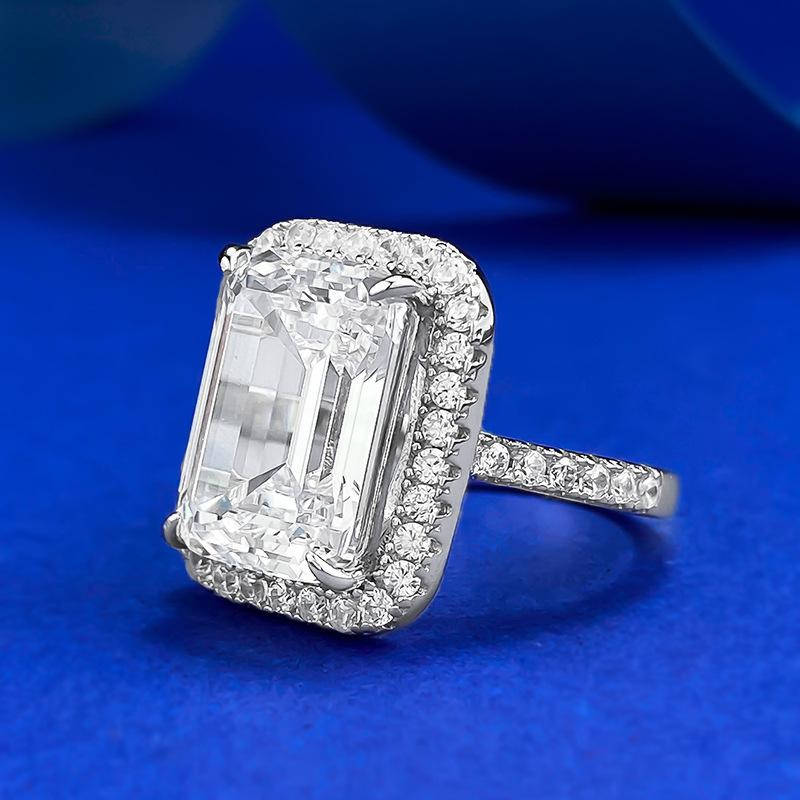 S925 Sterling Silver Asscher Grandma Rectangular 10*14mm  6A Cubic Zirconia Ring-110(45%)