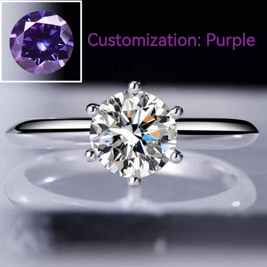 103. Purple-S925 Sterling Silver D Color Synthetic Moissanite Six-claws Ring/type 1//1 Carat/2 Carat/ High Grade Synthetic Moissanite