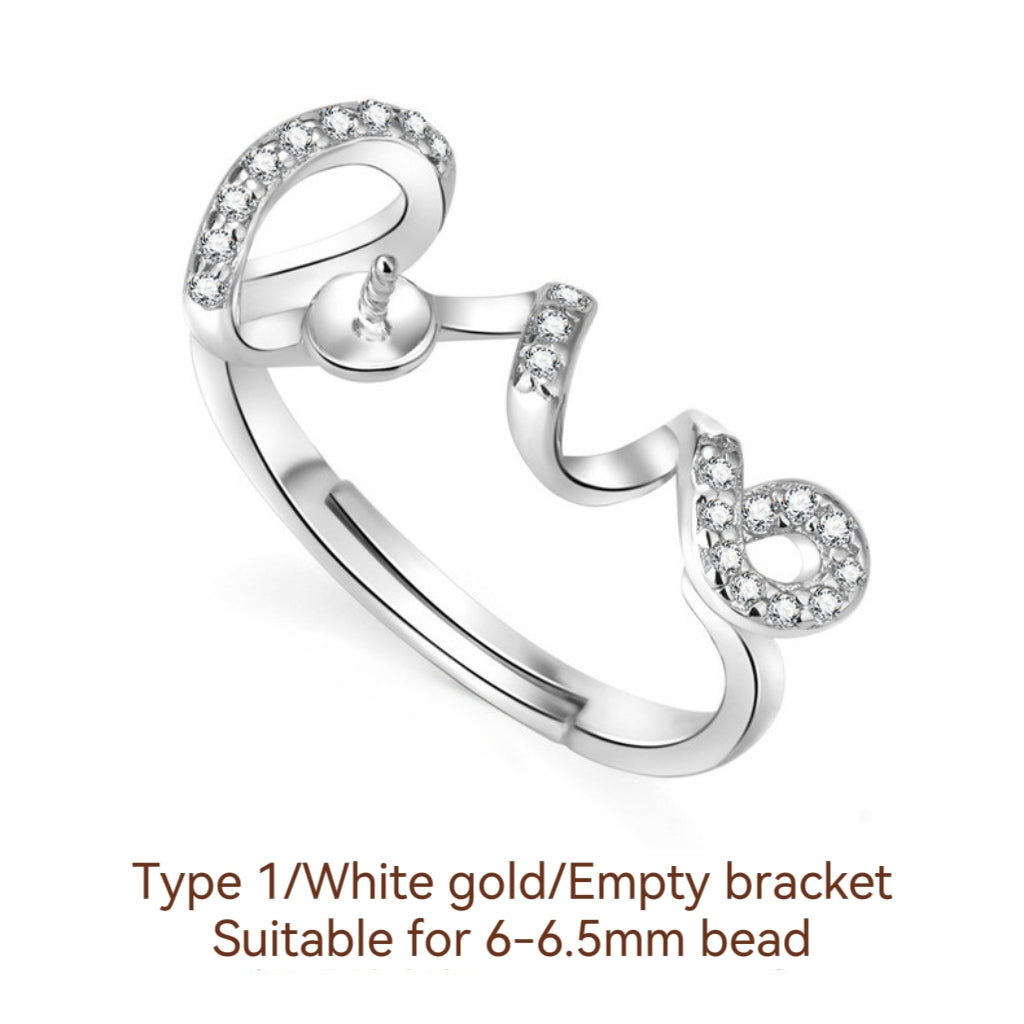 S925 Sterling Silver Ring Empty Holder, Open Ring, DIY Fittings（1pcs, with no bead)