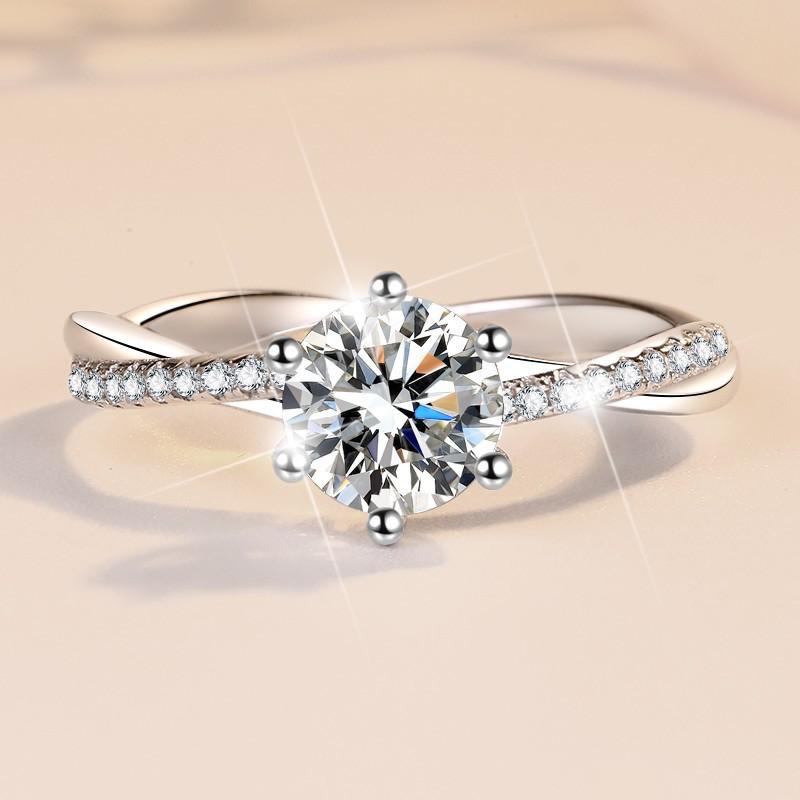 S925 Sterling Silver Love Interwoven Ring Synthetic Moissanite Ring fashion jewelry accessory woman girl promise ring-193(35%)