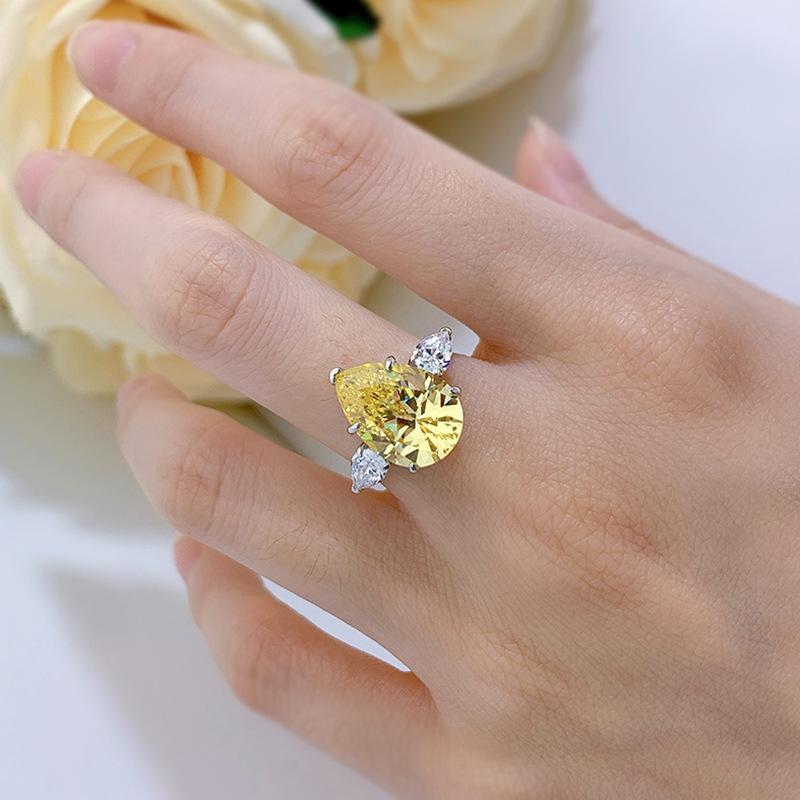 S925 Sterling Silver Water Drop Pear Shape 10*14 mm 8A Cubic Zirconia Ring-136(45%)