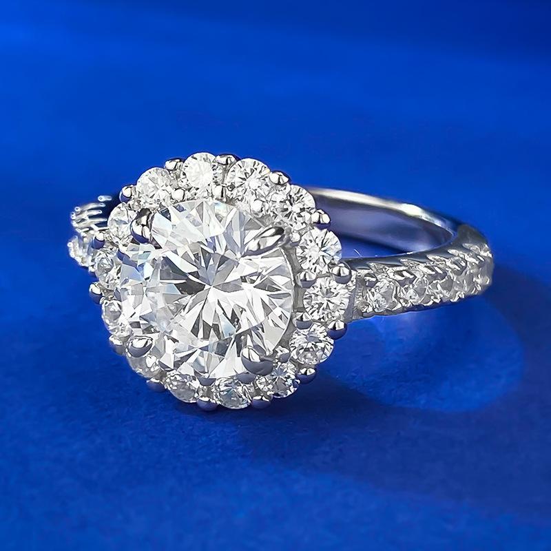 S925 Sterling Silver round Cut round Ring 8 * 8mm 6A Cubic Zirconia Ring fashion jewelry accessory woman girl promise ring Springtok-189(35%)