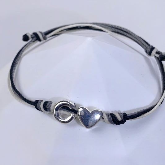 S925 Sterling Silver Letter & Love Hand woven bracelet