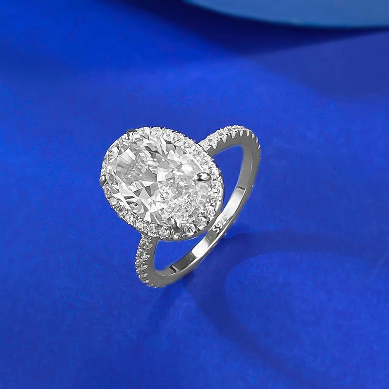 S925 sterling silver oval cut full pigeon egg Ring 8*12mm 8A cubic zirconia ring-184(35%)