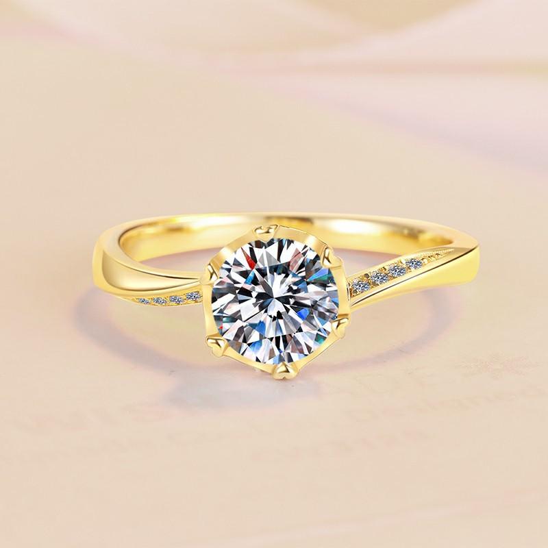 S925 Sterling Silver Snowflake Shaped Ring Synthetic Moissanite Ring-166(35%)