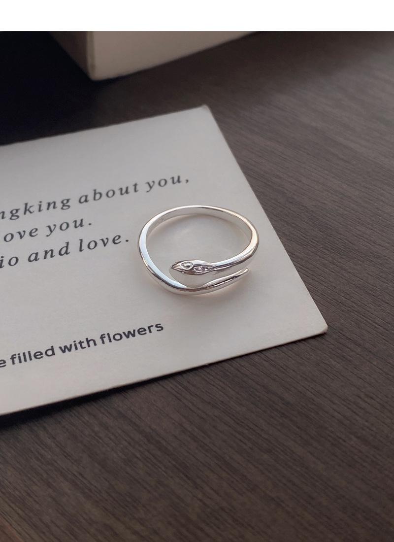 S925 Sterling Silver Snake Simple Shape Ring for Women - 503(45%)