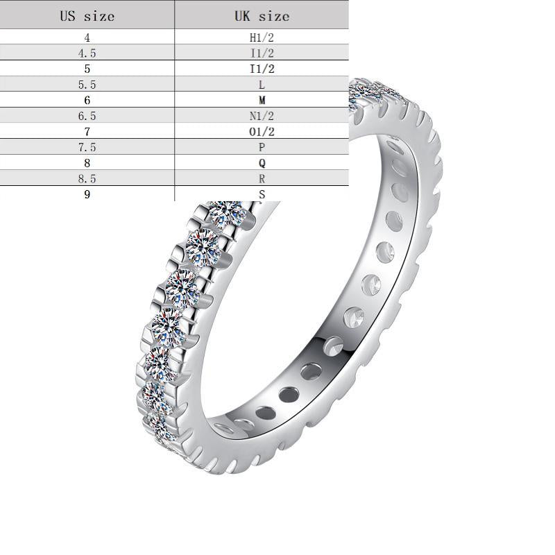 S925 Sterling Silver Full Band Ring Inlay Synthetic Moissanite fashion jewelry accessory woman girl promise ring-215(35%)