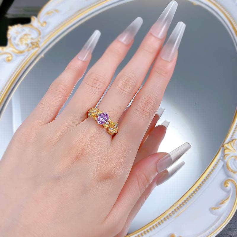 S925 Silver Purple Bauhinia Fairy Oval Ring 6*8mm 6A Cubic Zirconia Ring fashion jewelry accessible woman girl promise ring Springtok-105(35%)