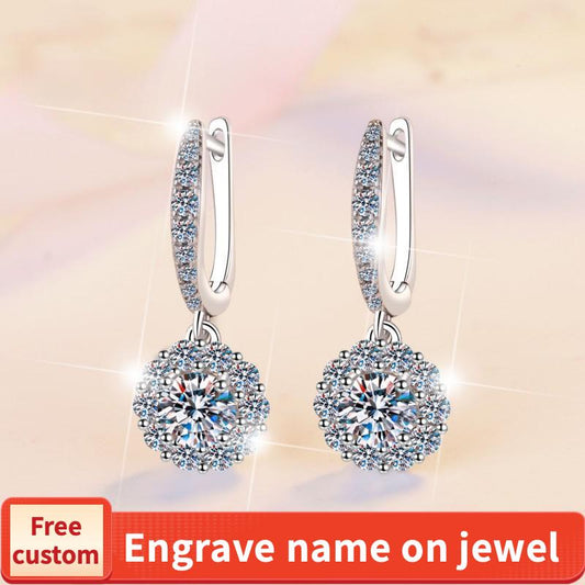 S925 Sterling Silver Flower Dangling Earrings Round Earrings Daily Life Earrings-607(35%)