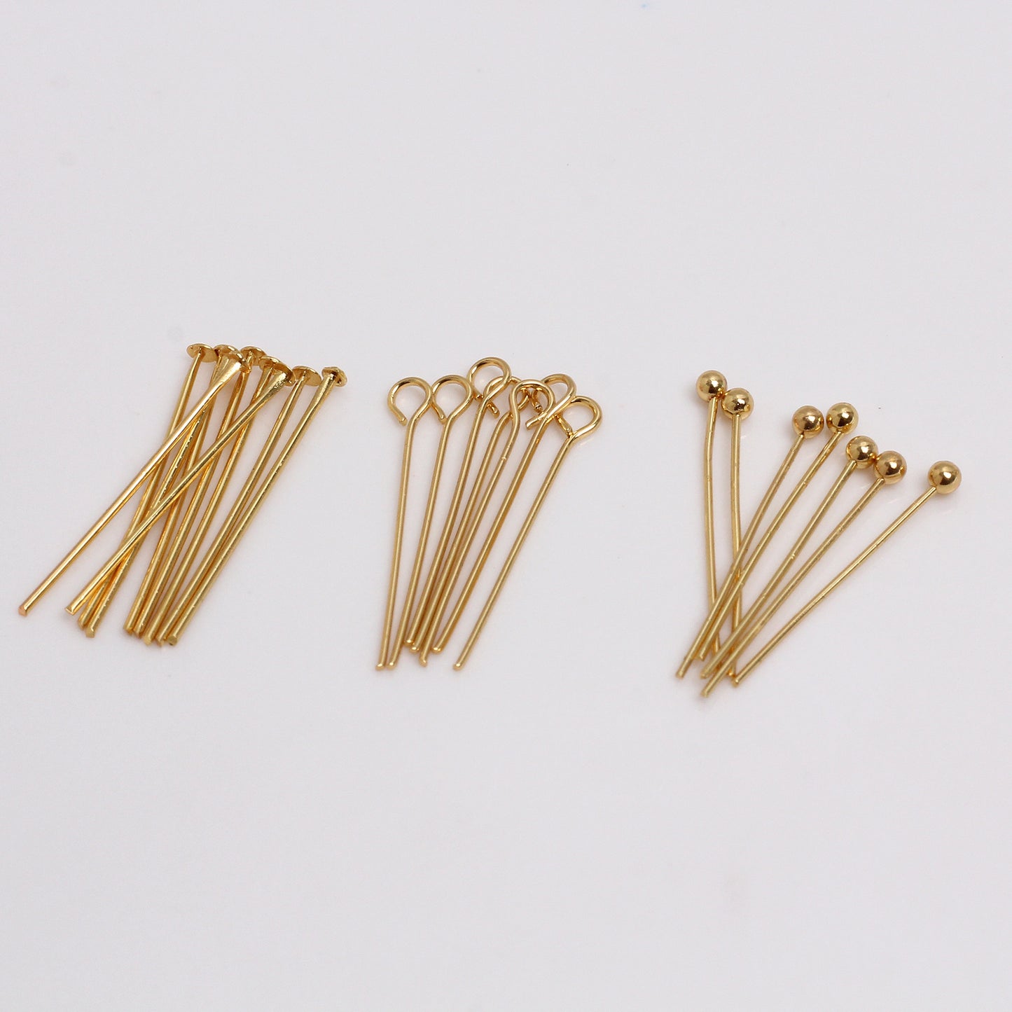 Copper 9-shaped needle/T-shaped needle/Ball-pointed needle, 100 pcs, For Jewelry DIY, Covered By 14/18K Real Gold Or Silver