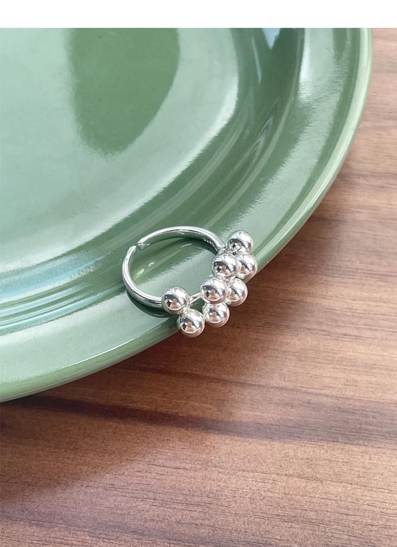 S925 Sterling Silver Simple Grape Cluster Ring for Women with Round Beads - 533(45%)