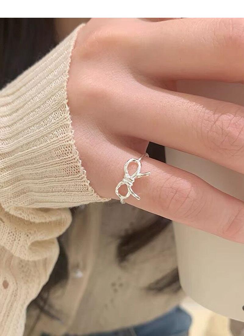 S925 Sterling Silver Bowknot Open Tail Ring Joint Ring for Women -514(45%)
