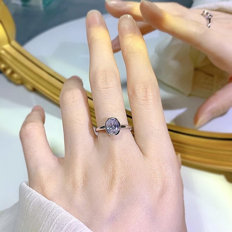 S925 Sterling Silver Ice Flower Cut Oval Ring 6*8 8A Cubic Zirconia Ring fashion jewelry accessory woman girl promise ring-157(35%)