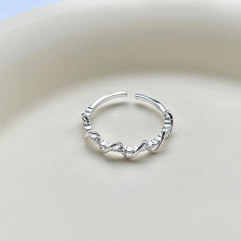 S925 Sterling Silver Wrapped Line Braided Ring Women's Open Plain Ring-534(45%)