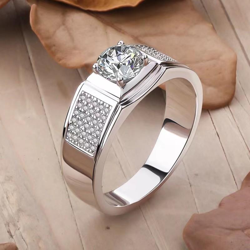 Synthetic Moissanite Sterling Silver Men's Little Starry Ring elegant luxury daily life engagement ring-203(35%)